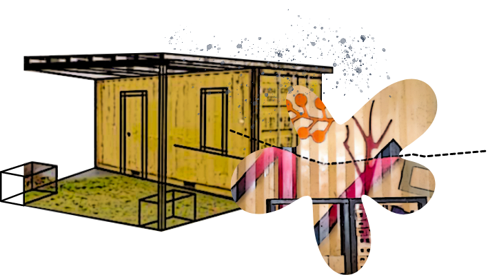 Illustration von einem Holzhaus